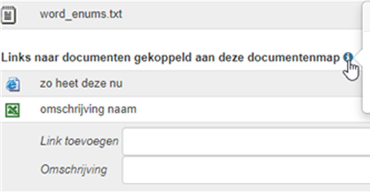 Algemeen: Documenten links met omschrijving