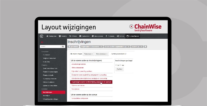 Layout wijzigingen in tab inschrijvingen bij een cursus